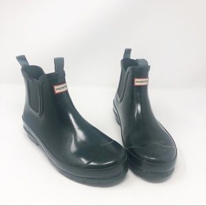 Hunter Chelsea Boots- Hunter Green Shiny
